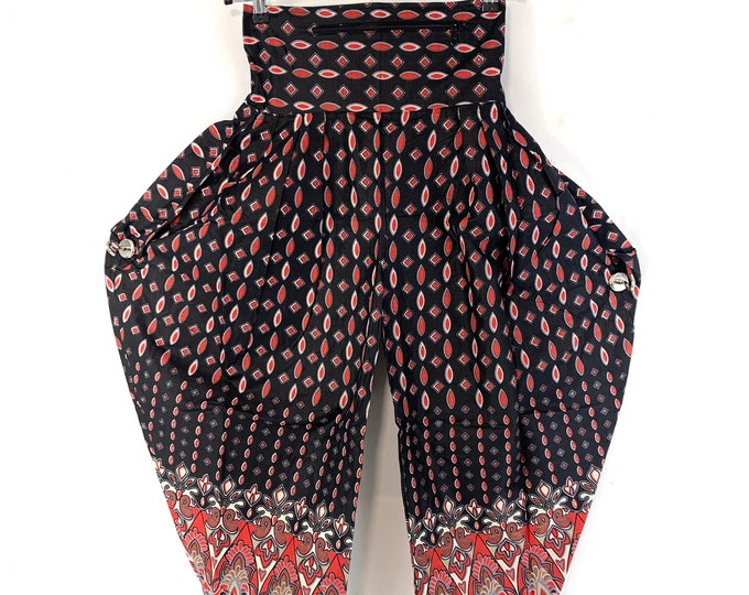 Cotton Festival Pants with Zip Pocket, Adult Palazzo Trousers, Gypsy Harem Pants, High Crotch,