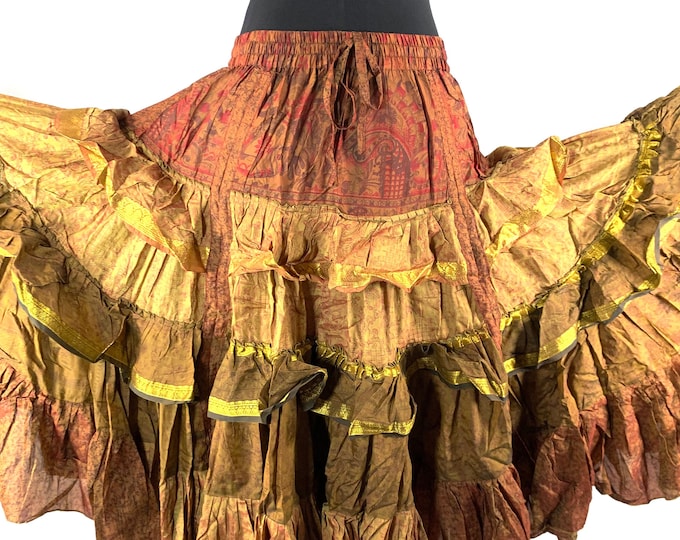Yasmin 25 yard Gypsy Winter Silk Boho Skirt; One Size Flamenco or Bellydance  SKU:740-6502
