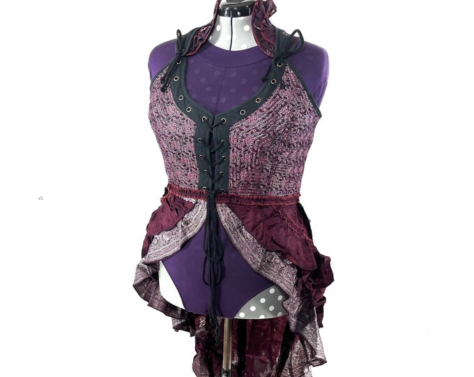 3XL. Varuna Corset Bustier Dress in Silk Brocade with long body.  SKU:2002-7463