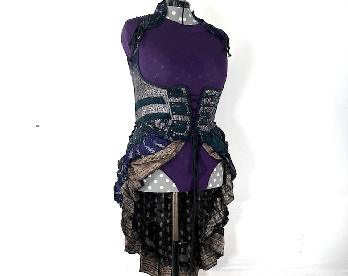 4XL. Elisa Bustier Dress; Underbust Long Body Corset in Silk Brocade SKU:2004-7902
