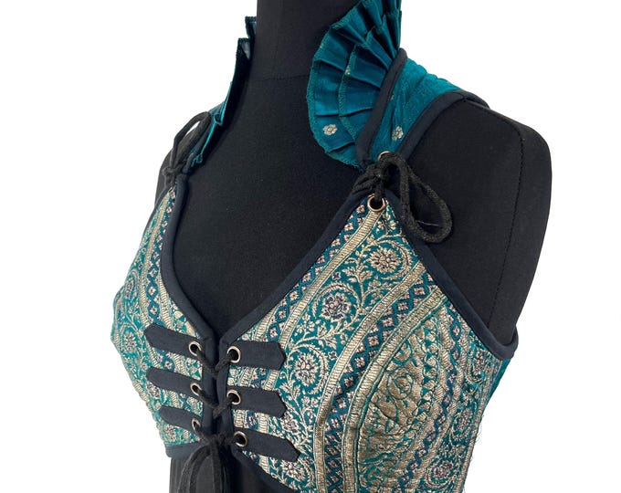 S. Fae Corset Top; handmade from silk brocade  SKU:3031-8270