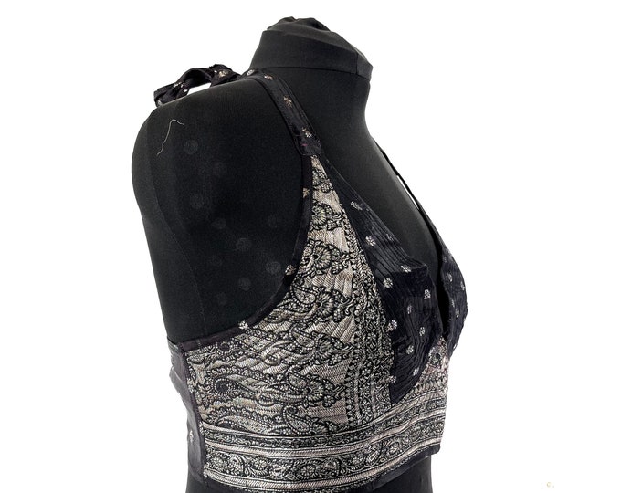 2XL Phoenix Tribal Top - New cut silk brocade halter top (SKU:1026-7690)