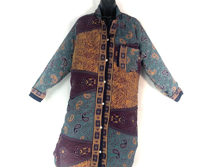 M. Romilly Silk Shirt Dress, Long Sleeve with Pocket and buttons at front UK-M Size Loose & Comfy SKU:321-4968