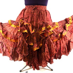 Yasmin XL 25 Yard Skirt handmade in Vintage Winter Silk, Maxi Plus Size; (31&quot;-60&quot; Waist) Boho skirt  SKU:739-7071