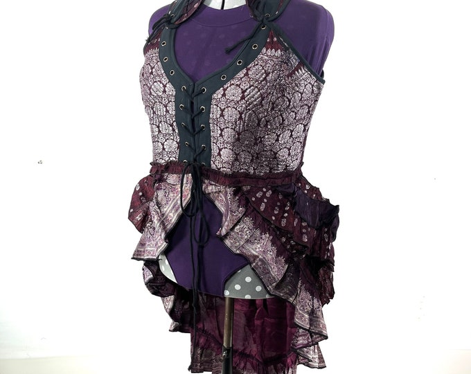 4XL. Varuna Corset Bustier Dress in Silk Brocade with long body. SKU:2002-7479