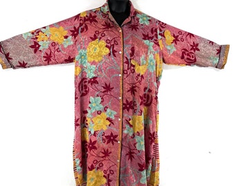 XL Size. Silk Blend Shirt Dress. Long Sleeves with Pocket. Romilly (SKU:323-7709)