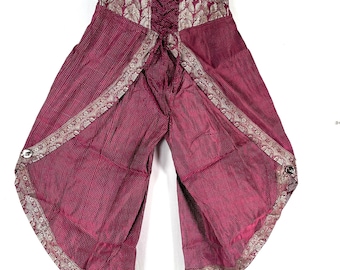 2XL. Tulip Palazzo Pants in Silk Brocade; Split open leg harem trouser SKU:796-7989