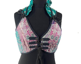 L. Fae Corset Top; handmade from silk brocade  SKU:3033-8276