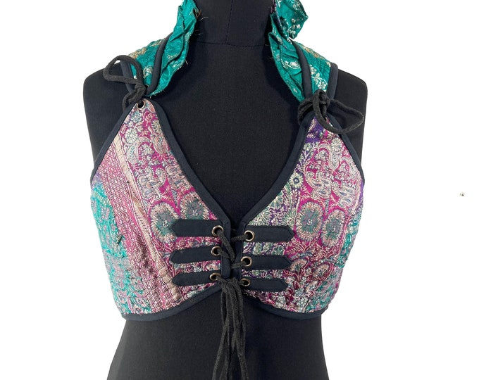 L. Fae Corset Top; handmade from silk brocade  SKU:3033-8276