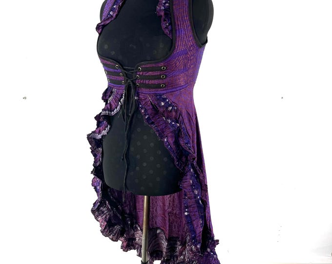 XL Alaxi Bustier Dress; Under-bust Corset Dress in Vintage Silk Brocade (SKU:2114-8146)