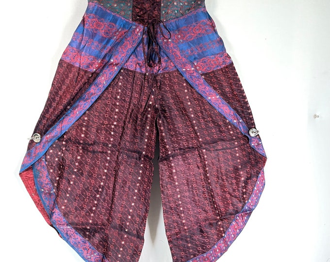 M/L. Tulip Palazzo Pants in Silk Brocade; Split open leg harem trouser  SKU:799-7976