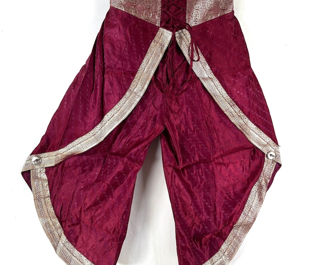 XL. Tulip Palazzo Pants in Silk Brocade; Split open leg harem trouser SKU:797-8020
