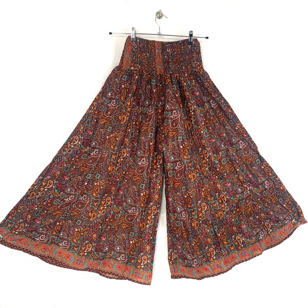 Trousers in Mabon Summer Silk 3 Sizes Culottes Elasticated Waist Palazzo Wide Leg Pants (Eloise Delilah Corlissa)