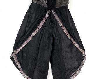 2XL. Tulip Palazzo Pants in Silk Brocade; Split open leg harem trouser SKU:796-7992