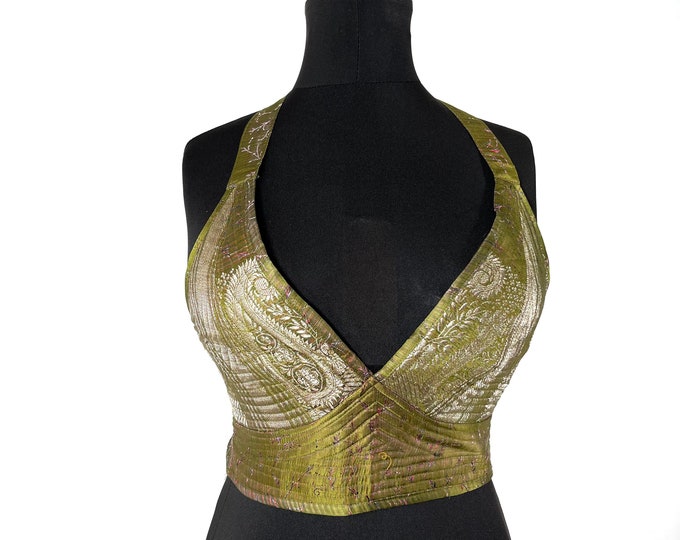 S. Phoenix Tribal Top. New cut in Silk brocade. Steampunk Goth style SKU:1022-6000