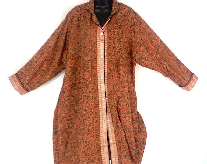 XL. Romilly Silk Shirt Dress. Long Sleeve with Pocket and buttons at front. Sari soft, Loose & Comfy. SKU:323-4996