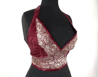 L/XL. Phoenix Tribal Top. New cut in up-cycled Silk Brocade, SKU:1025-5978