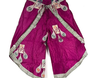 2XL. Tulip Palazzo Pants in Silk Brocade; Split open leg harem trouser SKU:796-7986