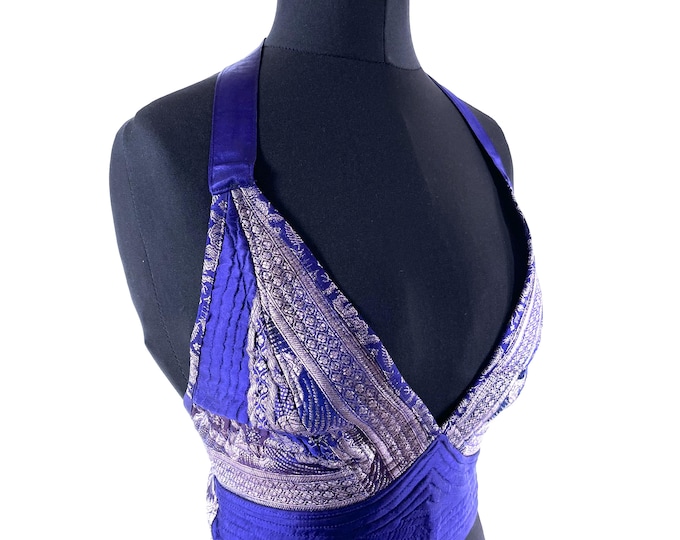 S Phoenix Tribal Top. New cut Bra handmade in Silk Brocade. SKU:1022-9480