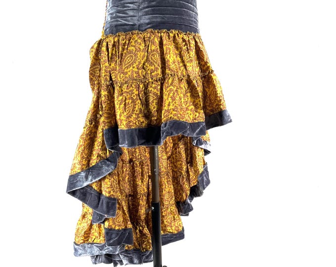 Layla Bohemian Hi Low Velvet Edged Silk Skirt (SKU:733-9979)
