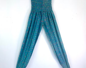 Tina Silk Pantaloon Harem. One size Adult. Light sheer material. Yoga Pants, Gypsy trousers, festival style in Pink & Green