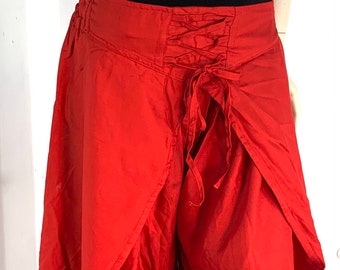 Signal Red Tulip Palazzo Pants; Rayon Split open leg harem trouser