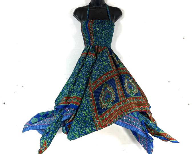 Aurora Long Summer Silk Fairy Dress, One Size; Silk Maxi Tall Girl Sundress SKU:902-9208