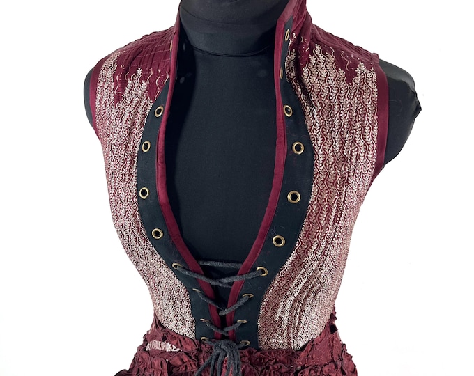 Elegant Vintage Silk Brocade Corset Dress - Size M Isabella SKU:2132-9633