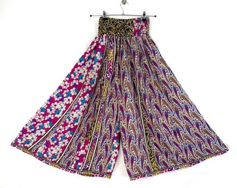 XL. Delilah Culottes in Summer Silk Plus size Elasticated Waist, great for a fuller figure. (Wide Leg Palazzo Pants)