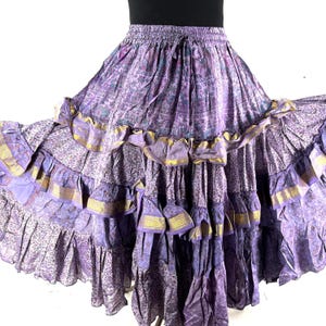 Yasmin XL 25 Yard Skirt handmade in Vintage Winter Silk, Maxi Plus Size; (31&quot;-60&quot; Waist) a Boho Cottagecore skirt  SKU:739-8976