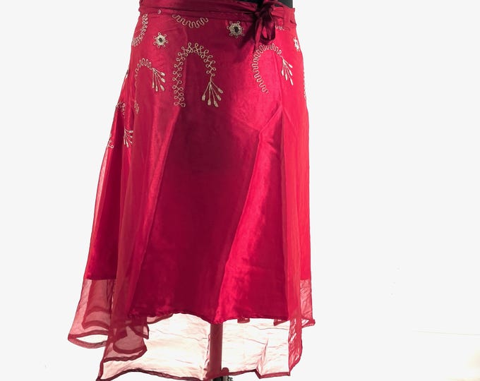 Aari Tari Midi Wrap Skirt - 2 layer handmade (SKU:2011-9886)