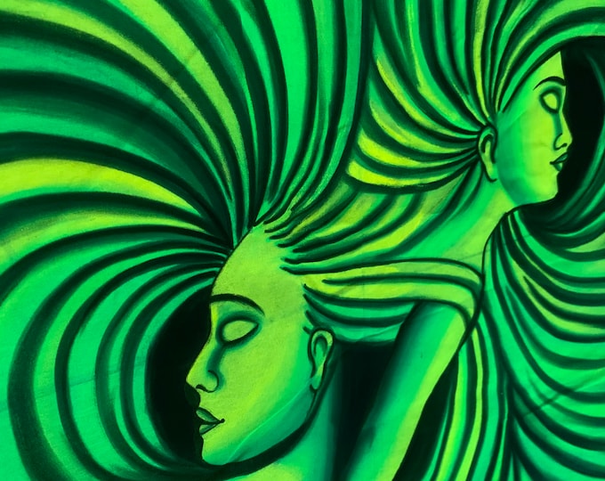 UV Art 69cm x 44cm Blacklight Fluorescent Glow Art Backdrop / Tapestry Wall Hanging. 27” X 17”