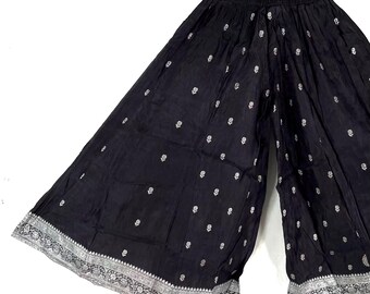Felicity Culottes in Silk brocade One size pants with Elasticated Waist Wide Leg Palazzo trousers SKU:810-9198