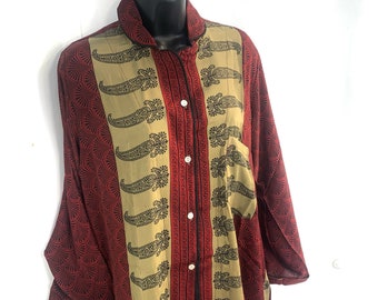 L. Luxury Silk Sari Pyjama Set with matching gift bag. Quality Handmade Nightwear.