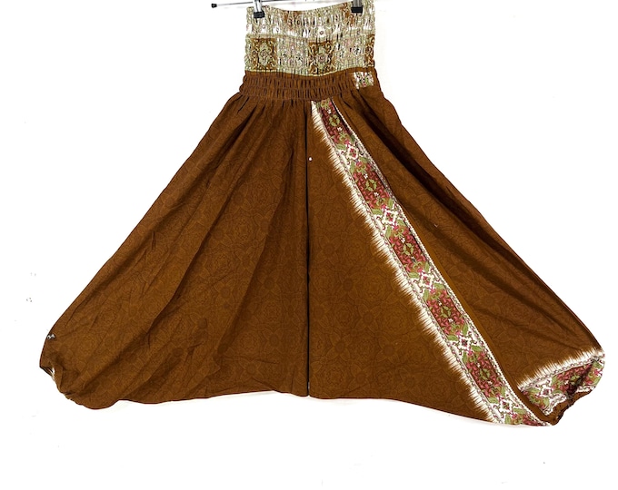 Harem Pants Silk One-Size Handmade; Drop Crotch Afghani Pants, Ali Baba Pants, Aladdin Pants, Unisex SKU:880-9265