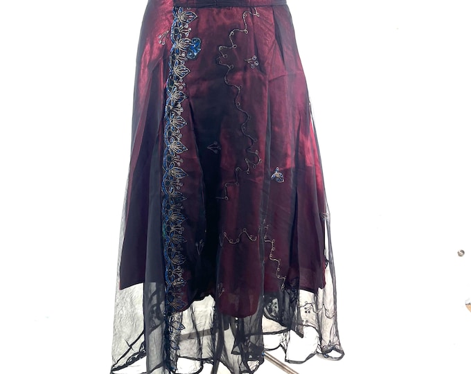 Maxi Wrap Skirt Aari Tari handmade embroidered 2 layer SKU:2012-9895