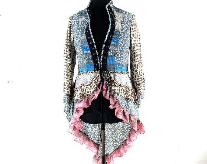 3XL. Seraphina Corset Dress, Silk, Long Sleeves, Handmade.  SKU:1010-9298