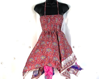 Isla Teenager Silk Fairy Dress; Length 28" (71cm) One size (Boho Short Girl Summer Festival Dress)