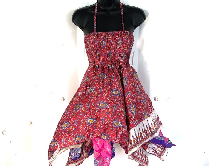 Isla Teenager Silk Fairy Dress; Length 28" (71cm) One size (Boho Short Girl Summer Festival Dress)