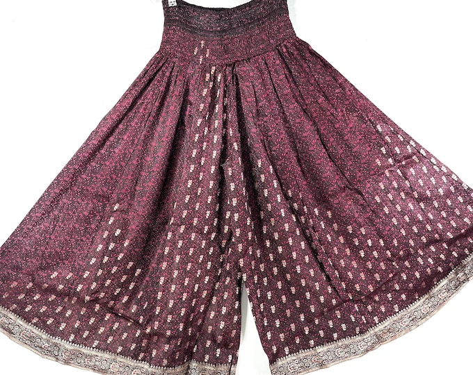 Amy Plus Plus Size Culottes in Silk brocade 2XL trousers Elasticated Waist, great for a fuller figure. (Wide Leg Palazzo Pants) SKU:812-7451