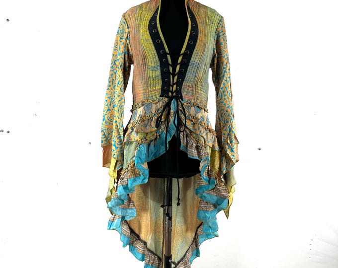 M. Seraphina Corset Dress, Silk, Long Sleeves, Handmade. SKU:1006-9401