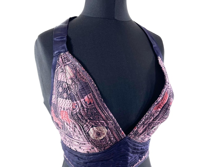 S Phoenix Tribal Top. New cut Bra handmade in Silk Brocade. SKU:1022-9479