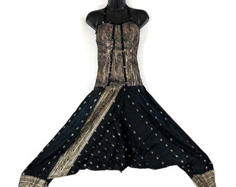 Vivienne Jumpsuit - Harem Style. In a heavier, quality Silk Brocade. One size. Womens Corset Dungarees SKU:550-7605
