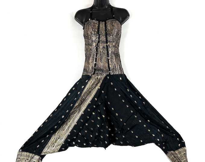 Vivienne Jumpsuit - Harem Style. In a heavier, quality Silk Brocade. One size. Womens Corset Dungarees SKU:550-7605