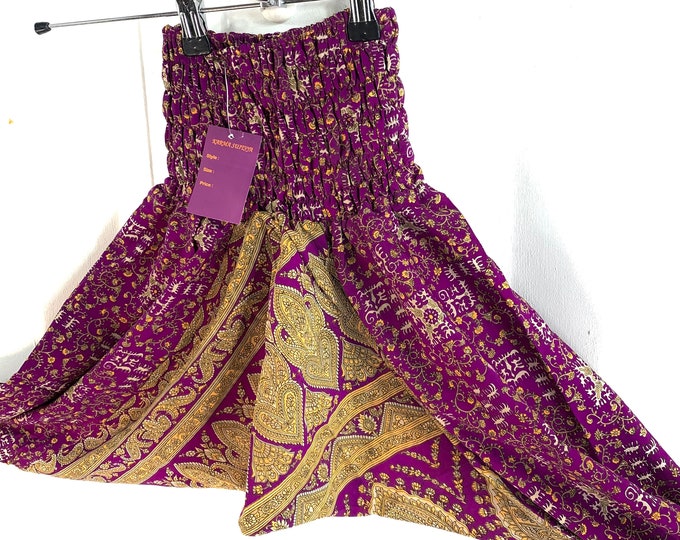 Child Size 3 Silk Harem Pants, Children's Afghans, drop-crotch, Ali Baba, yoga, unisex kids trousers.