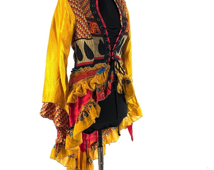 S. Seraphina Corset Dress, Silk, Long Sleeves, Handmade. SKU:1005-9323