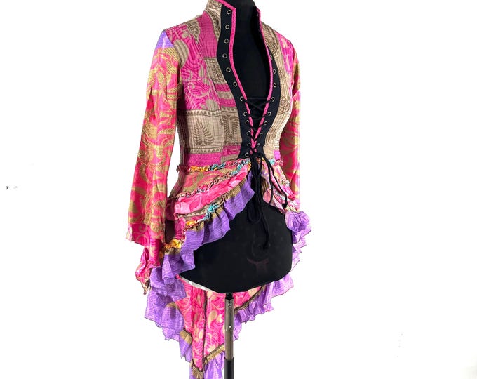 L. Seraphina Corset Dress, Silk, Long Sleeves, Handmade. SKU:1007-9310