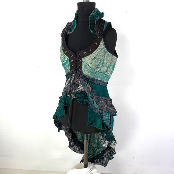 L Sophia Steampunk Corset Dress With Hi-low Tiered Skirt in Silk Brocade  (SKU:2000-5361) - Etsy UK