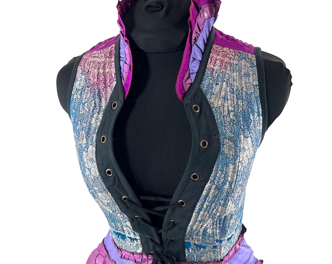 M. Isabella Corset Dress handmade in Silk brocade. Perfect for Steampunk or Renaissance Fairs SKU:2001-9625