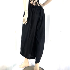 Black Tulip Palazzo Pants in Rayon Split open leg harem trouser 12-14 (XL) UK women's